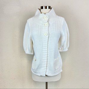 Express White Button Down Knit Sweater